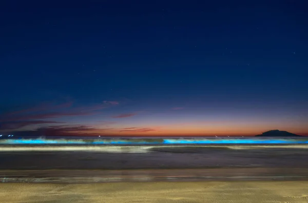 Bagliore Marea Bioluminescente Nel Mare Nella Spiaggia Mazatlan Sinaloa — Foto Stock