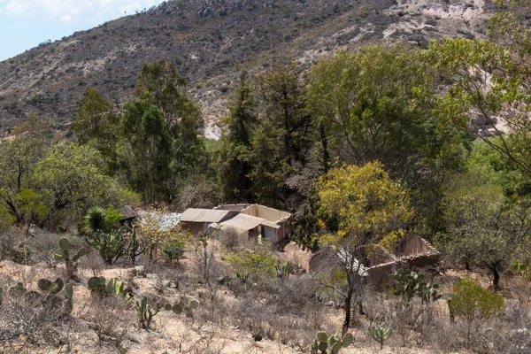 Una Casa Rural Abandonada Las Montañas Con Cactus — Foto de Stock