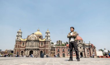 Man in Parish of Santa Maria de Guadalupe Capuchinas in the Basilica CDMX Mexico clipart