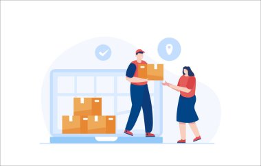 Teslimat Hizmetleri, Çevrimiçi Nakliye Yönetimi Platformu. Vektör İllüstrasyonu