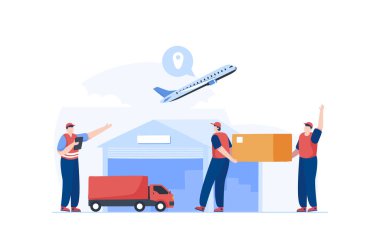 Nakliye uçağı ekspres teslimatı. Uluslararası teslimat paketleri. Görüntü