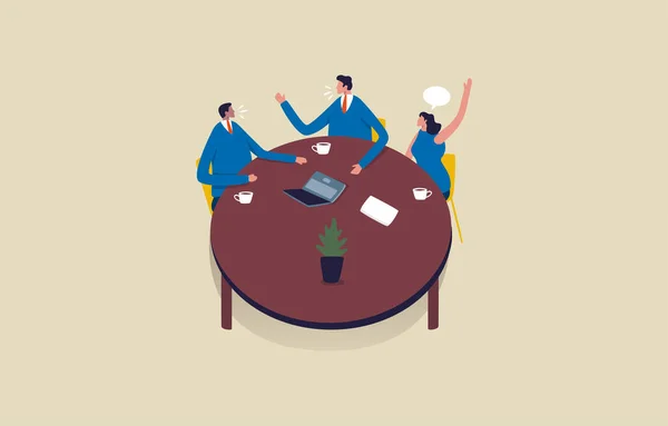 集思广益的团队合作过程 大家围坐在桌旁企业集团合作 说明1 — 图库照片