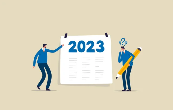 Noworoczne Planowanie Biznesowe Cel 2023 Rok Biznesmen Trzymający Ołówek Napisanie — Zdjęcie stockowe