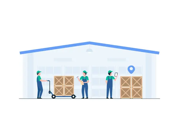 Stock vector Warehouse Personnel Handling Inventory Systematically