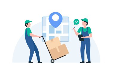 Depo amirleri sevkiyata hazırlanıyor. resimleme