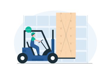 Depo Yükleme Kutuları, Verimli Depo Operasyonları, Kutular Yükleme. resimleme