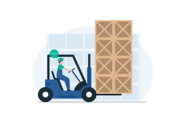 Depo Yükleme Paletleri, Verimli Depo Operasyonları, Palet Yükleme, Depo Malzemeleri, Malzeme Taşıma, Malzeme Zinciri Verimliliği. resimleme