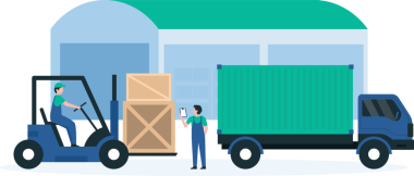 Dolu Dağıtım Merkezi 'nde Forklift Yükleme Paletleri. Görüntü