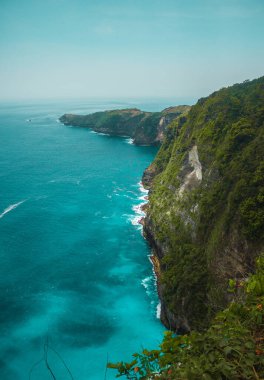 Tropical ocean coastline on Nusa Penida island near Bali, Indonesia. Colorful seascape. High quality photo