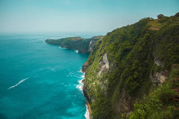 Tropical ocean coastline on Nusa Penida island near Bali, Indonesia. Colorful seascape. High quality photo