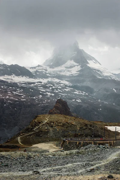 stock image Railway in Gornergrat mountains near Zermatt, Swiss Alps. Adventure in Switzerland, Europe. High quality photo