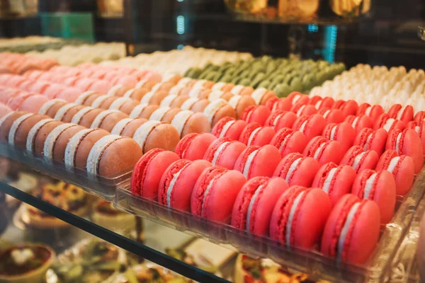 Stock image Macaroons cakes in confectionery shop in Verona. Colorful Italian sweets. Traditional food for breakfast. High quality photo