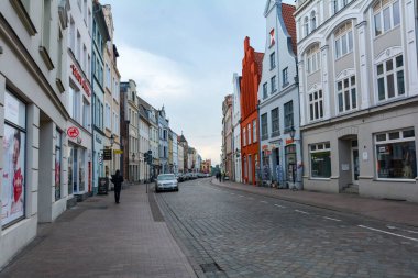 Wismar, Germany, September 10, 2022 - Street in the historic Hanseatic city of Wismar, on the Baltic Sea coast of Mecklenburg-West Pomerania in Germany