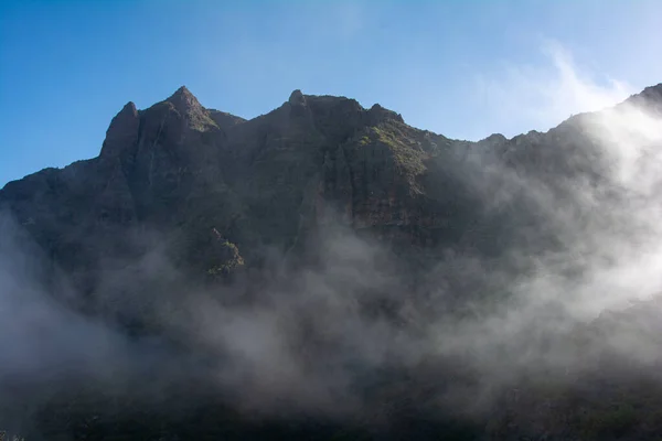 Ομίχλη Στα Πράσινα Βουνά Teno Κοντά Στο Masca Στην Κανάρια — Φωτογραφία Αρχείου