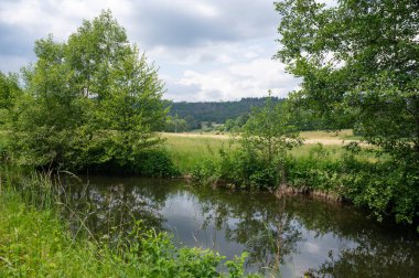Eder - Almanya 'da yeşil bir arazide bir nehir