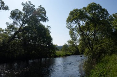 Eder - Almanya 'da yeşil bir arazide bir nehir