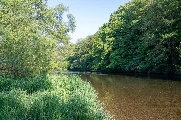 Eder Rzeka Niemczech Zielonym Krajobrazie — Zdjęcie stockowe