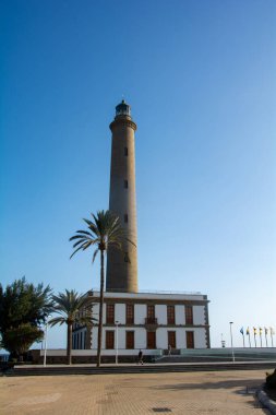 İspanya 'nın Gran Kanarya Kanaryası' ndaki Maspalomlar 'daki Deniz feneri (Faro de Maspalomas)