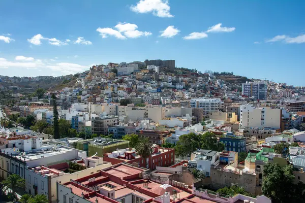 stock image Panoramic top view of the capital Las Palmas Gran Canaria in Spain with blue sky