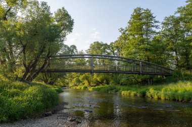Almanya 'daki Eder Nehri' nin sularının kıyıdan görünüşü.