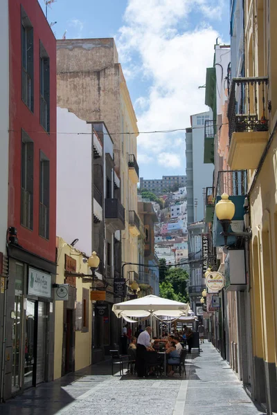 Las Palmas Gran Canaria Hiszpania Sierpnia 2023 Ulica Handlowa Zabytkowym Obraz Stockowy