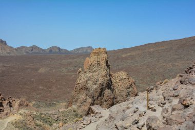 El Teide 'deki volkanik manzara - Caldera de las Caadas - İspanya' nın Kanarya Adası 'ndaki Ulusal Park 