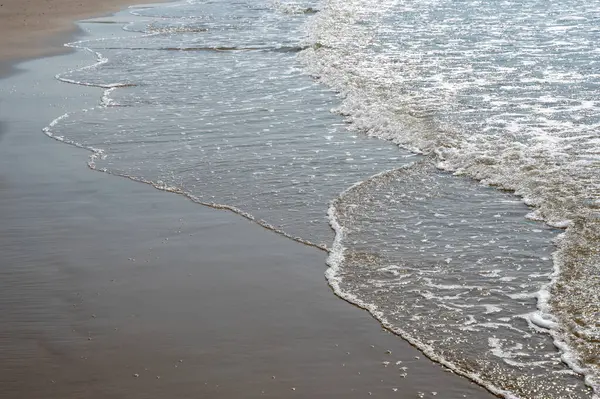 Deniz kıyısındaki kumlu sahilde dalgalar