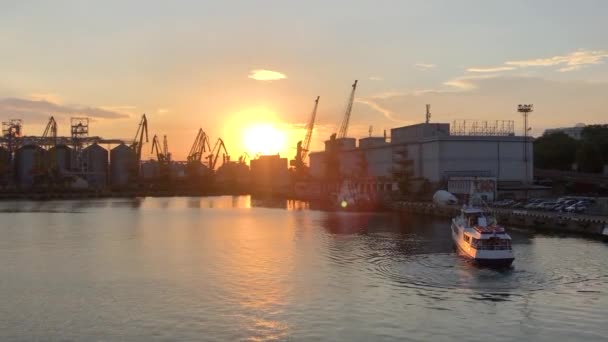 Západ Slunce Přístavu Oděsa Ukrajina Odessa Ukrajina Námořní Přístav Blokáda — Stock video