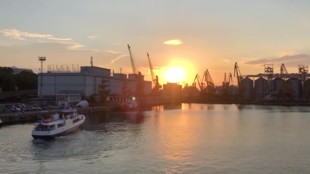 Pôr Sol Porto Odessa Ucrânia Odessa Ucrânia Porto Marítimo Bloqueio — Vídeo de Stock
