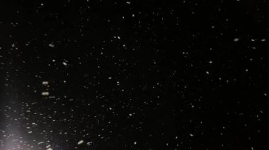 Gerçek kar kameraya düşer. Kar yağıyor. Yoğun kar yağışı videosu. Kış masalı atmosferi.