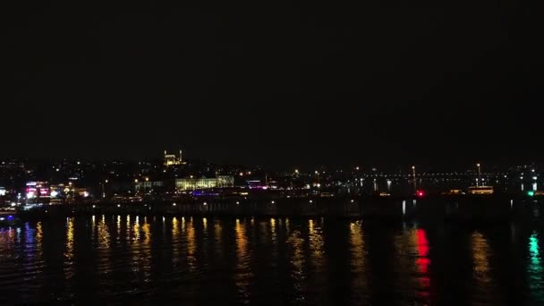 Bridge Bosphorus Night Night Istanbul Stakmbula Illumination Night — Stock Video