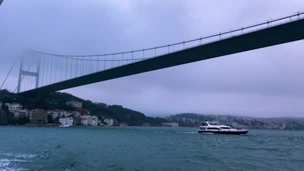 Bosphorus Bridge Night Bosophorus Bridge Fog Bridge Bosophore Bosphorus Bridge — Αρχείο Βίντεο