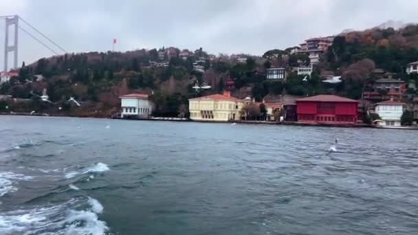 Ferry Ride Bosphorus Ferry Sails Bosphorus Beautiful View Bosophreus — Stock Video