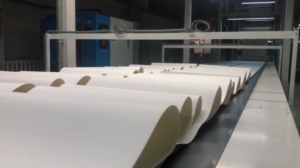 Behang Fabriek Het Proces Van Het Maken Van Behang Automatische — Stockvideo