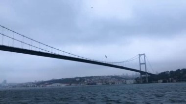 Bosphorus bridge at dusk. Bosophorus bridge in the fog. Bridge over the Bosophore. Bosphorus bridge.