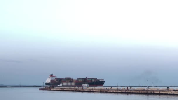 Nave Con Contenedores Puerto Marítimo Descargar Barco Con Contenedores Buque — Vídeo de stock
