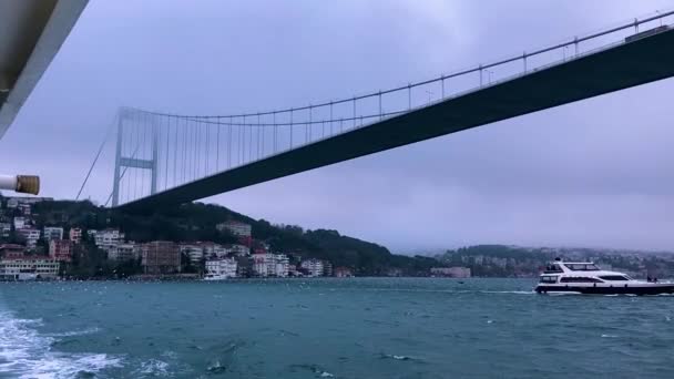 Bosphorus Bridge Dusk Bosophorus Bridge Fog Bridge Bosophore Bosphorus Bridge — Stock Video