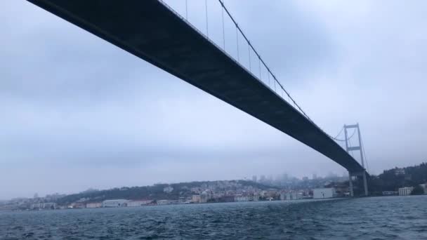 Bosphorus Bridge Dusk Bosophorus Bridge Fog Bridge Bosophore Bosphorus Bridge — Vídeo de stock