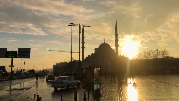 新清真寺景观 土耳其伊斯坦布尔 伊斯坦布尔的历史中心 石碑的地标 — 图库视频影像