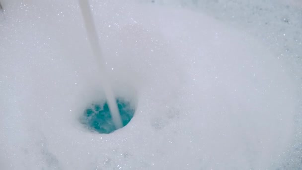 White Foam Bathroom Home Comfort Take Bath — Stock Video