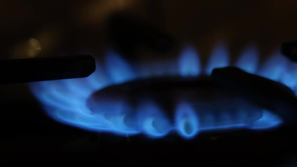 Gás Queimador Close Fogão Gás Queimador Gás Ucrânia Sem Luz — Vídeo de Stock
