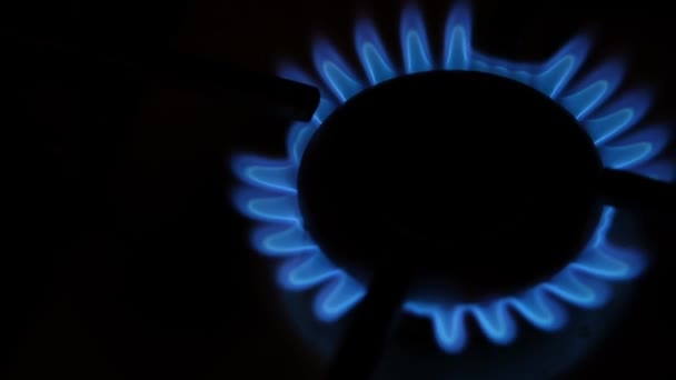 Gas Burner Close Gas Stove Gas Burner Ukraine Light Cooking — Vídeo de stock