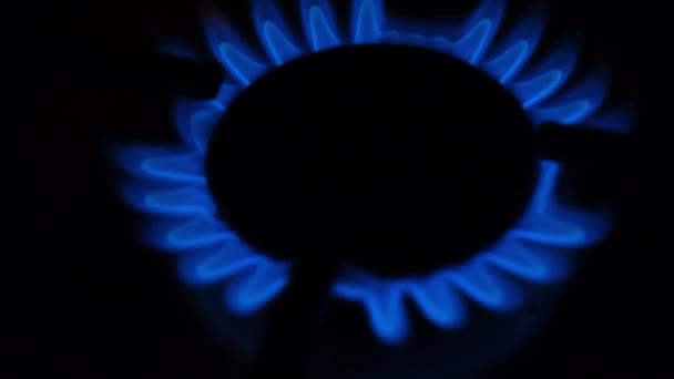 Gasbrander Close Gasfornuis Gasbrander Oekraïne Zonder Licht Thuis Aan Het — Stockvideo
