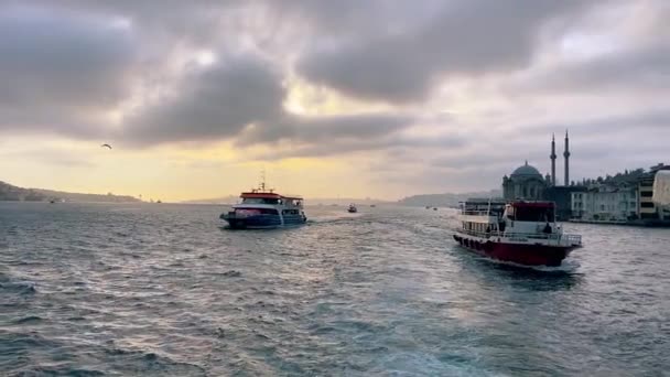 Ferry Sur Bosphore Ferry Navigue Long Bosphore Belle Vue Sur — Video
