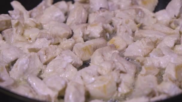 Chicken Meat Fried Pan Roasting Chicken Meat Home Cooking — Stockvideo