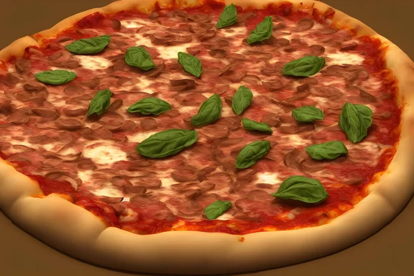 Illustratie Van Een Pizza Met Kaas Vlees — Stockfoto
