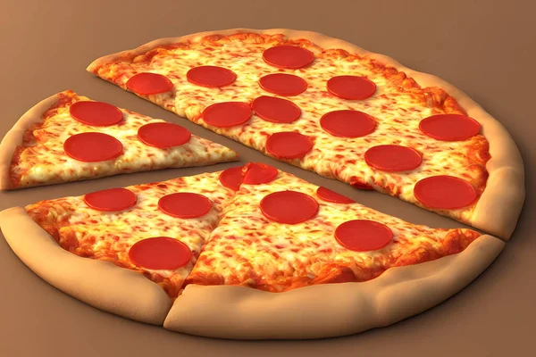 Illusztráció Egy Pizza Sajttal Hússal — Stock Fotó
