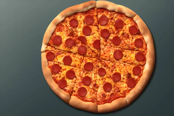 Ilustración Una Pizza Con Queso Carne — Foto de Stock