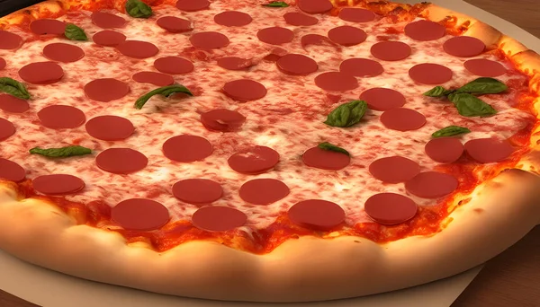 Illustratie Van Een Pizza Met Kaas Vlees — Stockfoto
