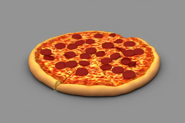 3Dレンダリングチーズと肉とピザのイラスト — ストック写真